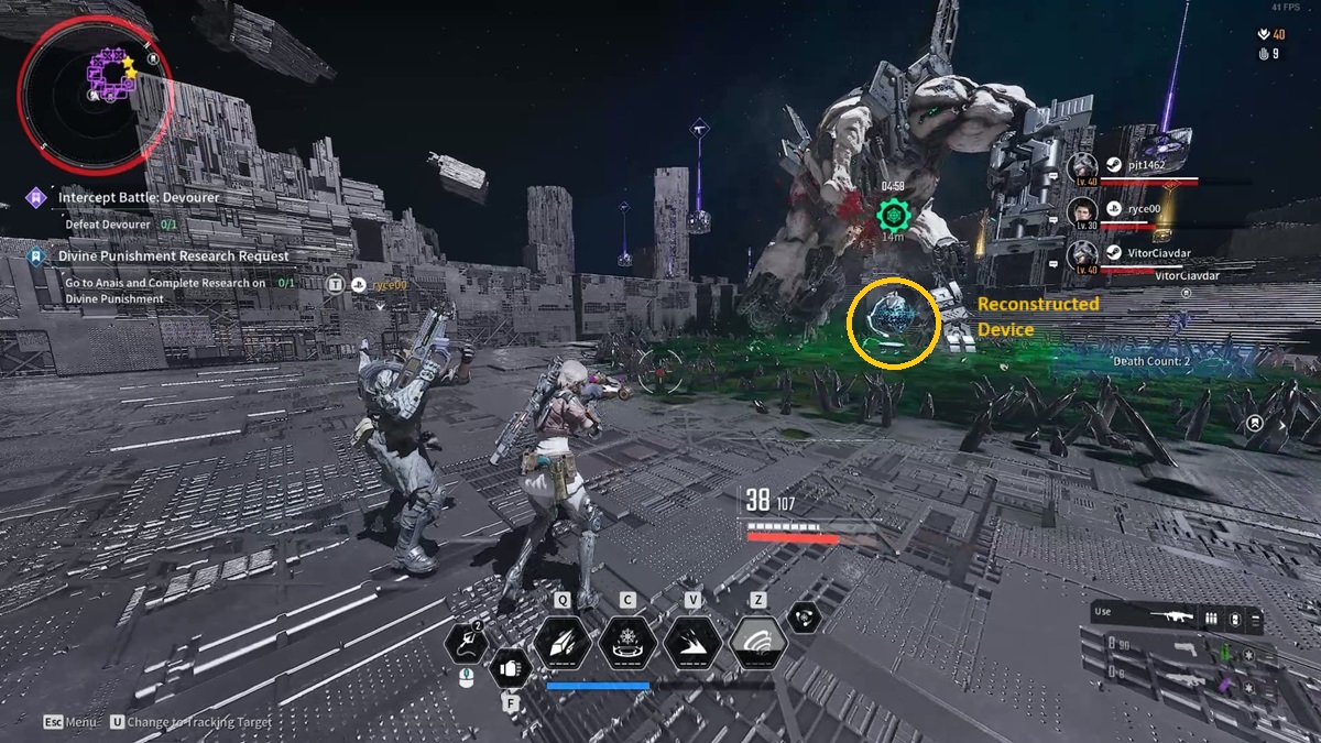A player walks towards the Reconstructed Device after beating the Devourer in The First Descendant.