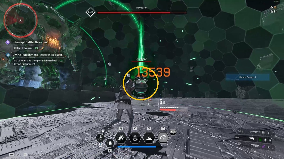A player breaks a Symbiont in the Devourer fight in The First Descendant.