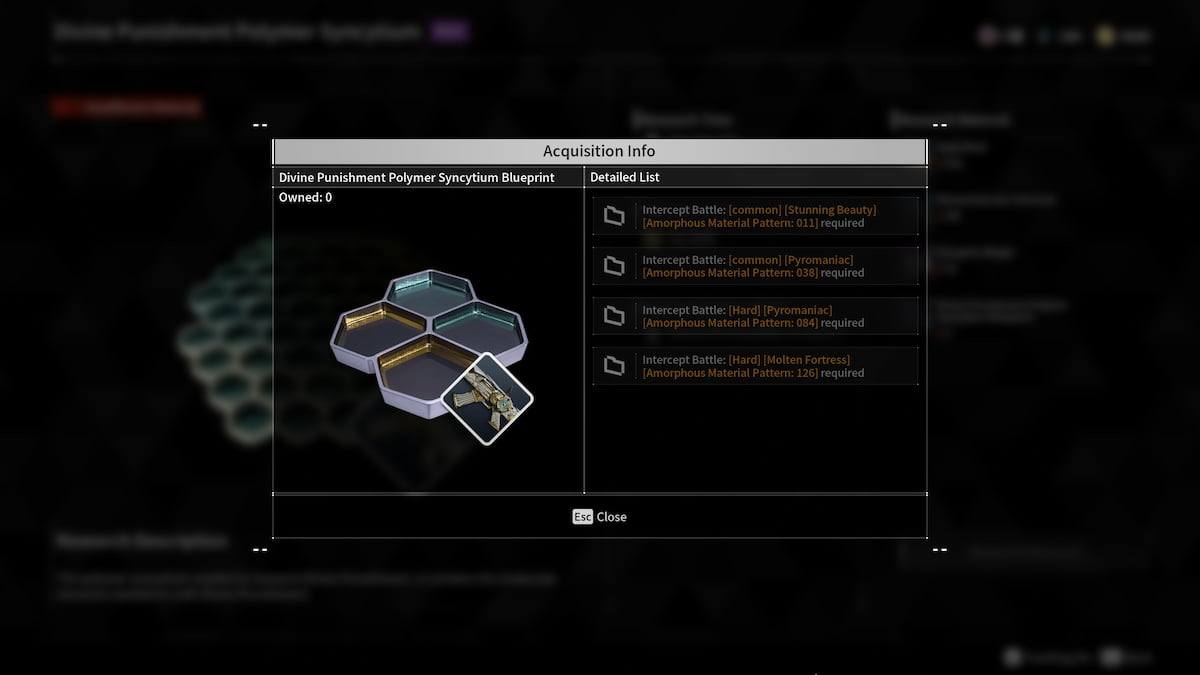 Image of the Divine Punishment Polymer Syncytium blueprint in The First Descendant.