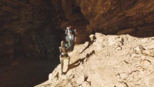 A player stands next to an Encrypted Vault in The First Descendant.