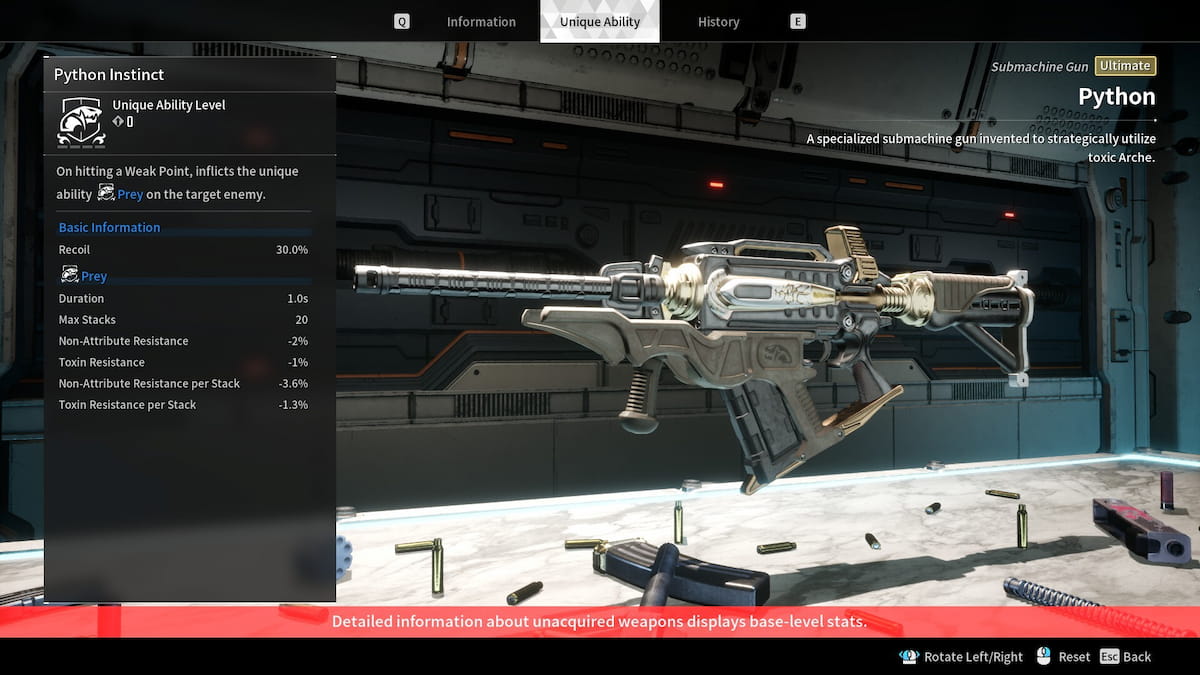 Image of the unique ability, Prey, of the Python gun in The First Descendant.