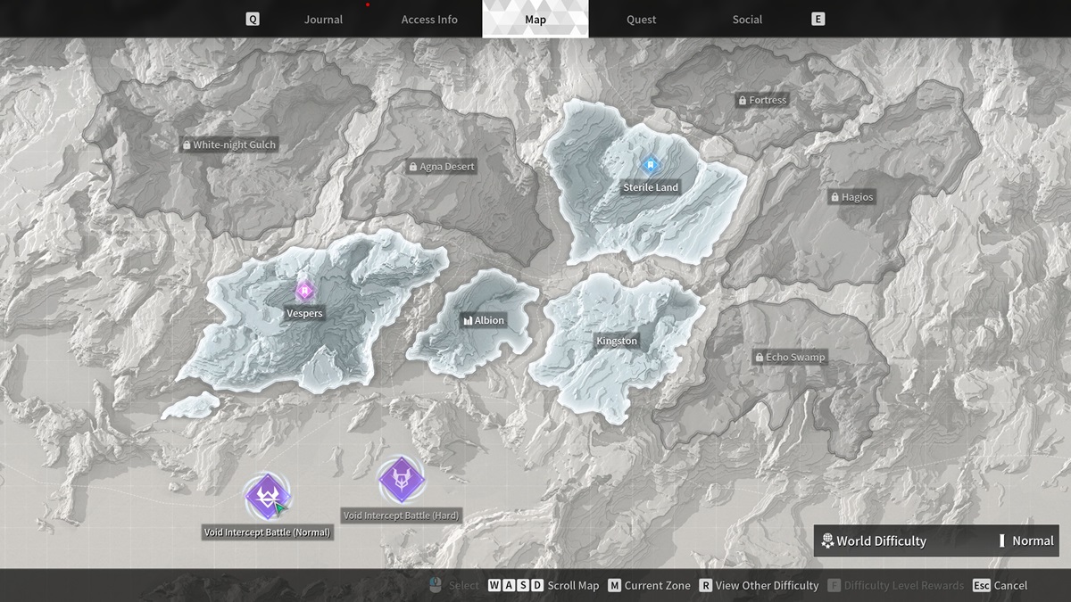 Map showing Void Intercept mission in The First Descendant.