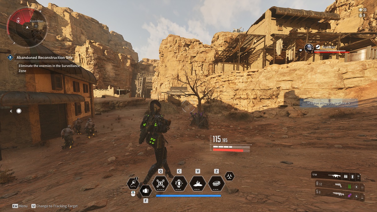 A character sprints in the Agna Desert in The First Descendant.