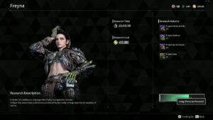 A player starts unlocking the character Freyna in The First Descendant.