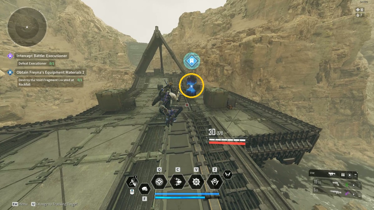 A player moves towards a Void Fragment in The First Descendant.