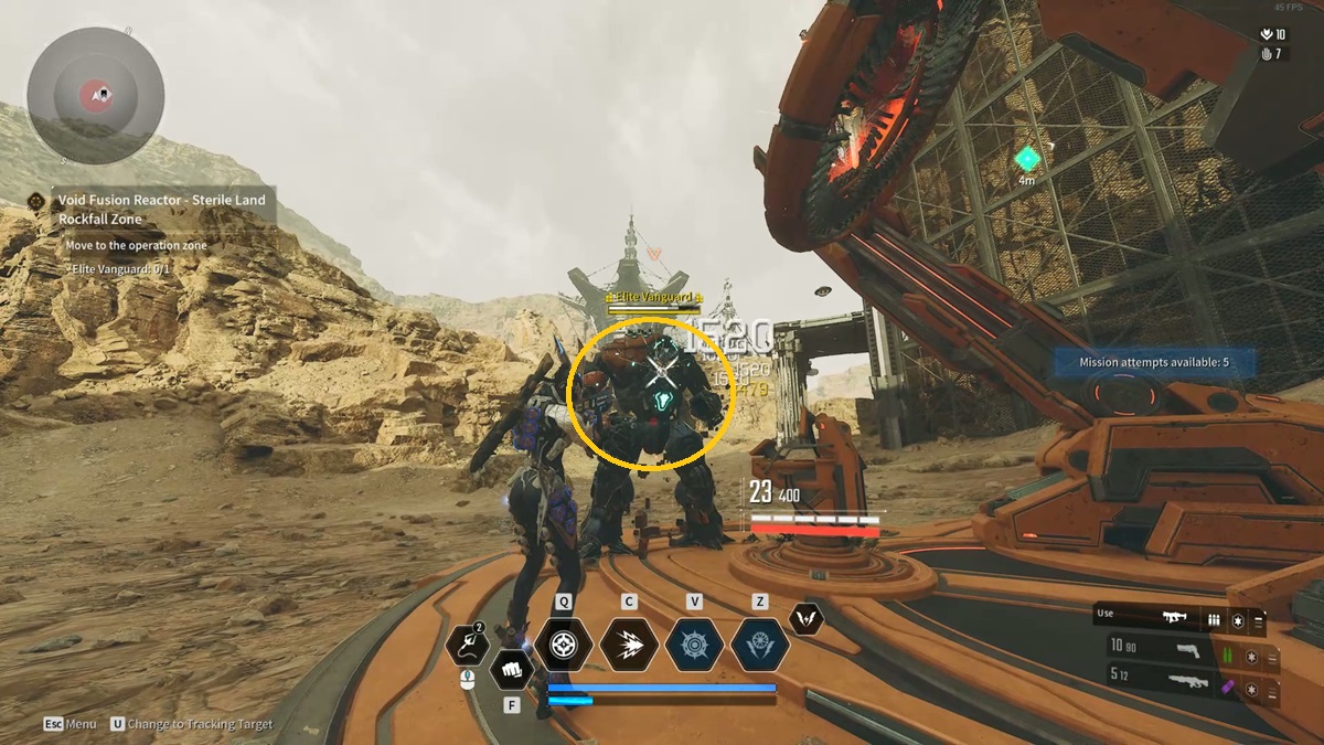 A player fights an Elite enemy near a Void Fusion Reactor in The First Descendant to get the Freyna code.