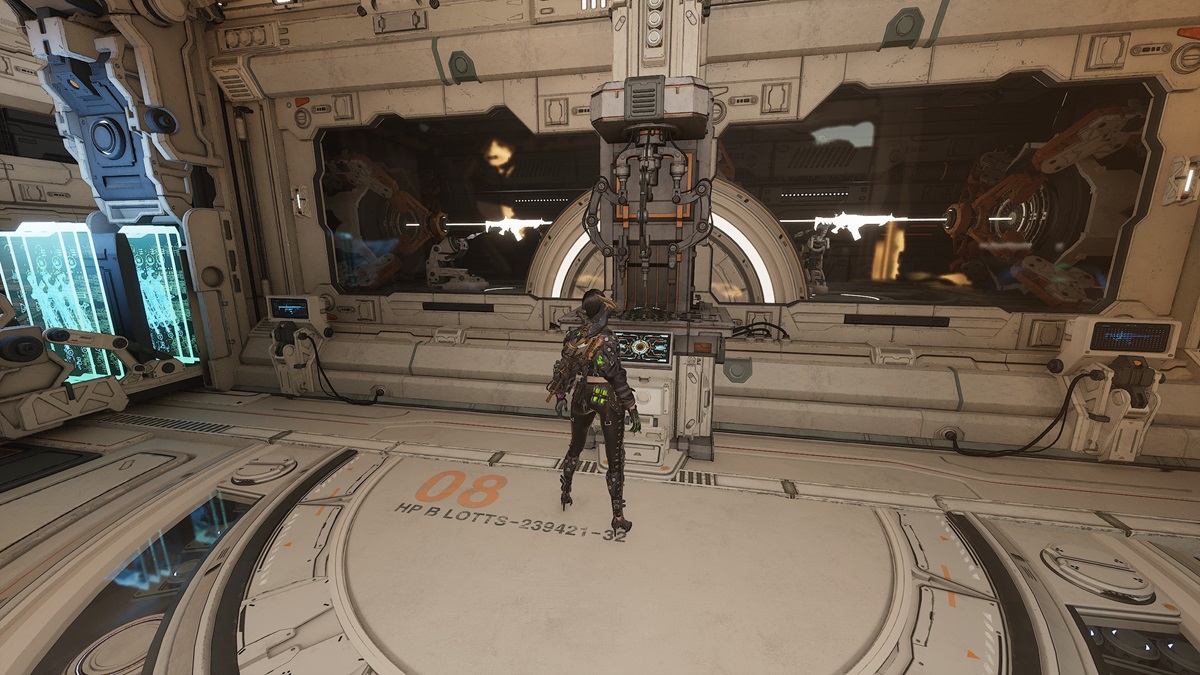 A player stands next to a workbench to level up weapons in The First Descendant.