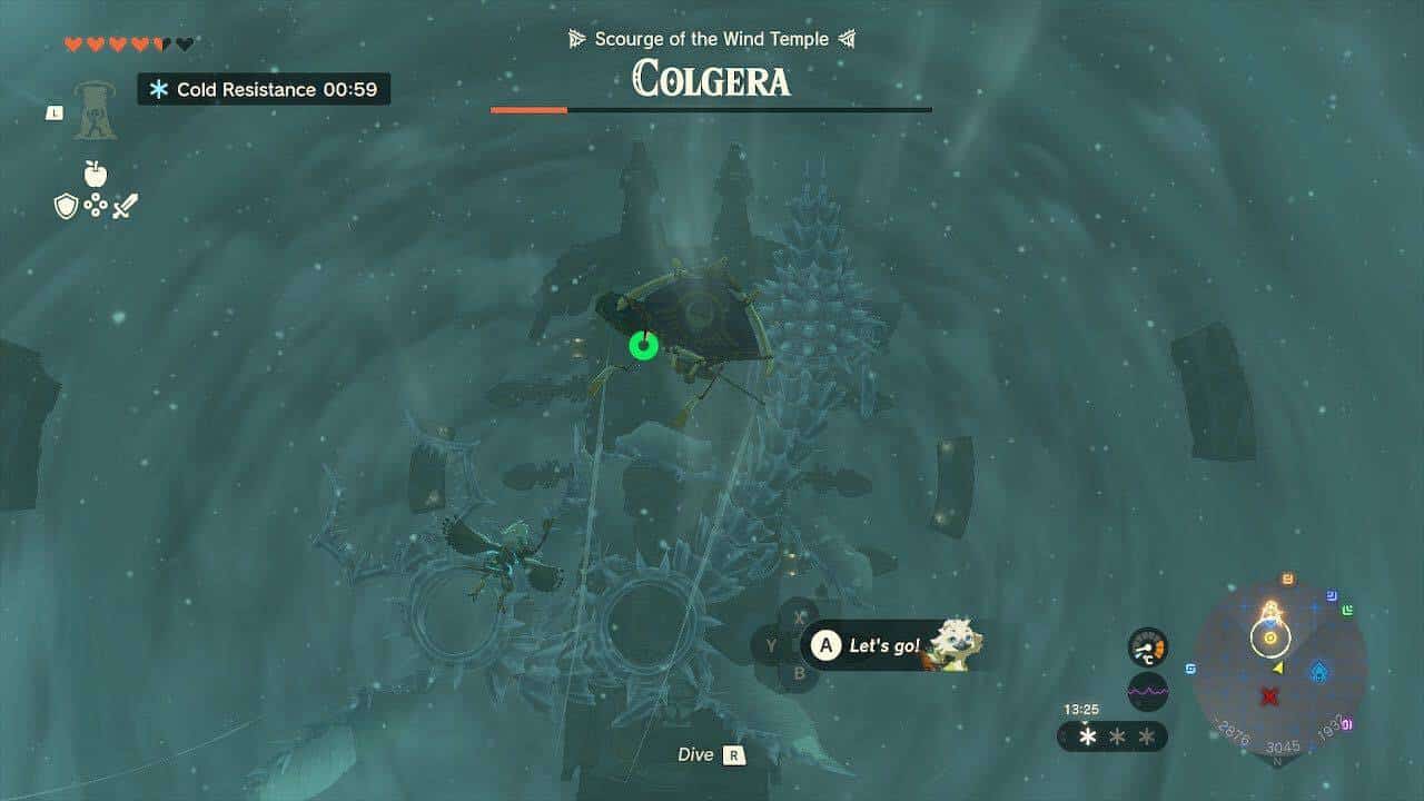 How dungeons have evolved in The Legend of Zelda: Link fighting Colgera in the Wind Temple in Tears of the Kingdom.