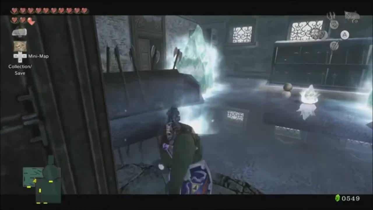 How dungeons have evolved in The Legend of Zelda: Link in the Snowpeak Ruins, pushing a lever.
