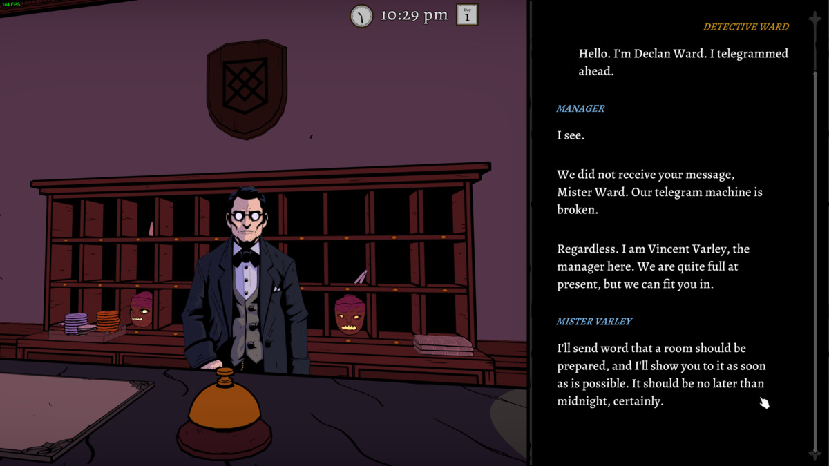 The Seance at Blake Manor: conversation menu.