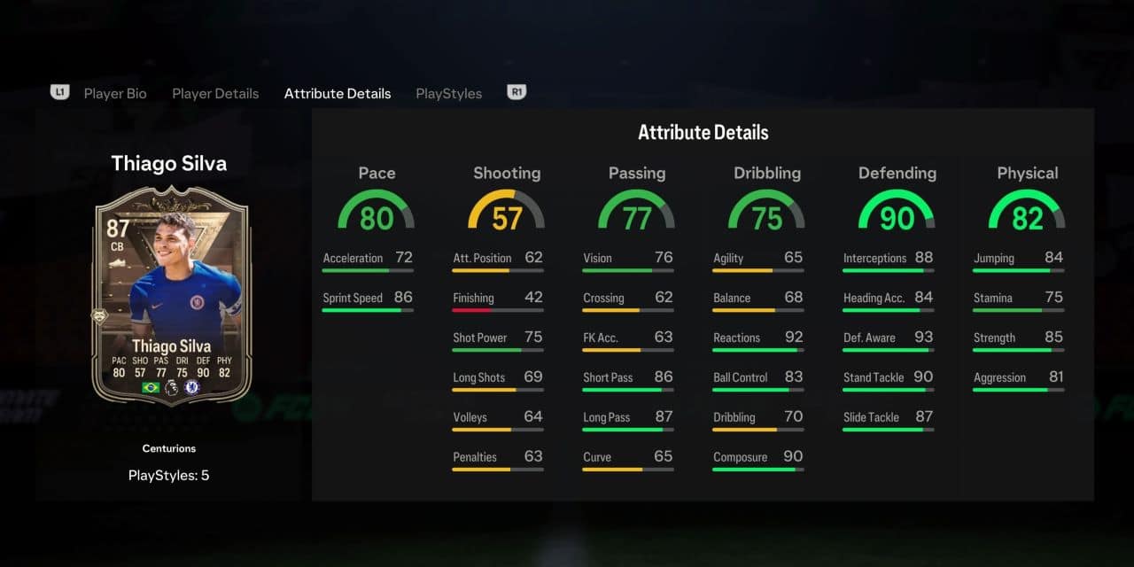 thiago silva centurions player profile fc 24