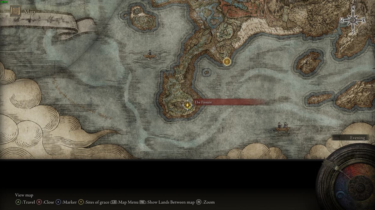 Elden Ring Shadow of the Erdtree Thiollier: Fissure location on the map.