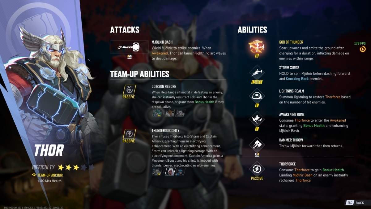 Thor's ability kit in Marvel Rivals