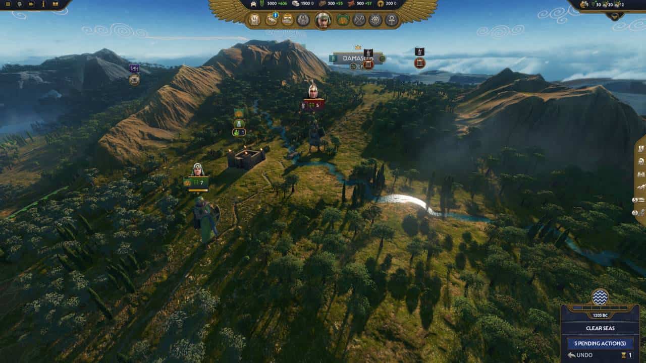 Total War Pharaoh best leaders and factions to play: Bay's forces prepare to launch an attack against an enemy army in a mountain pass.