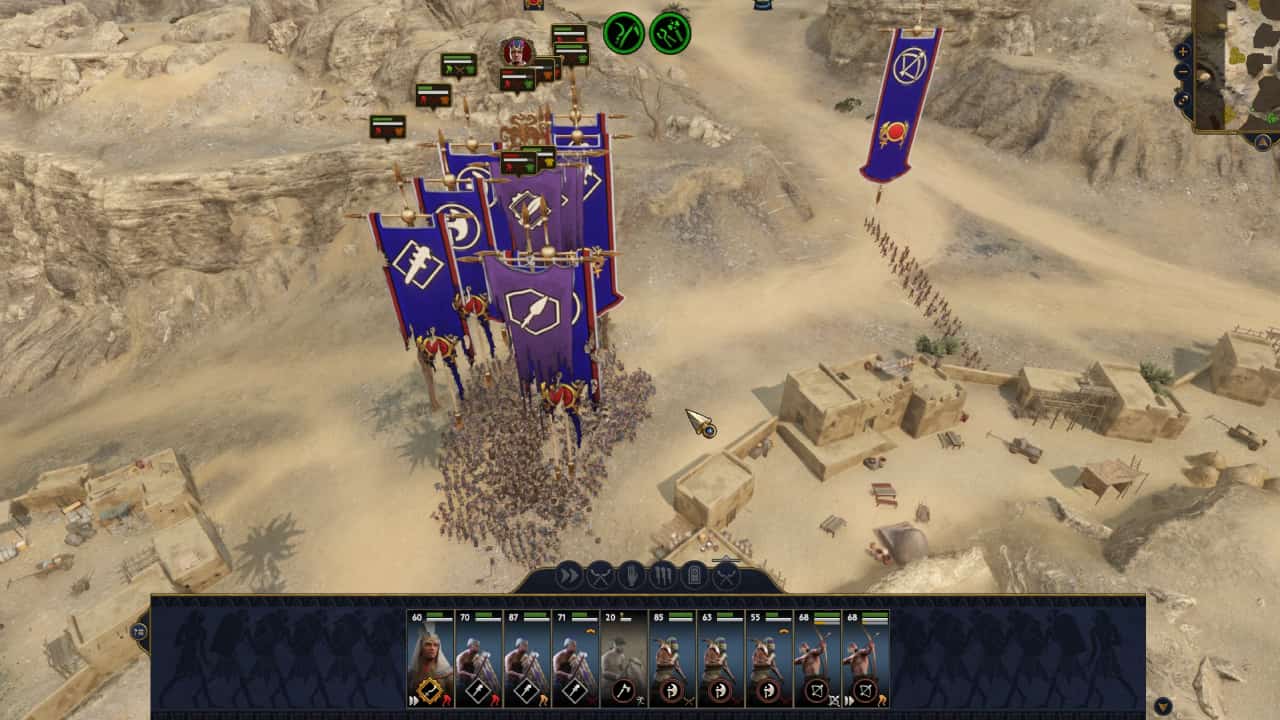 Total War Pharaoh how to win battles and control units: Enemy units are flanked and surrounded.
