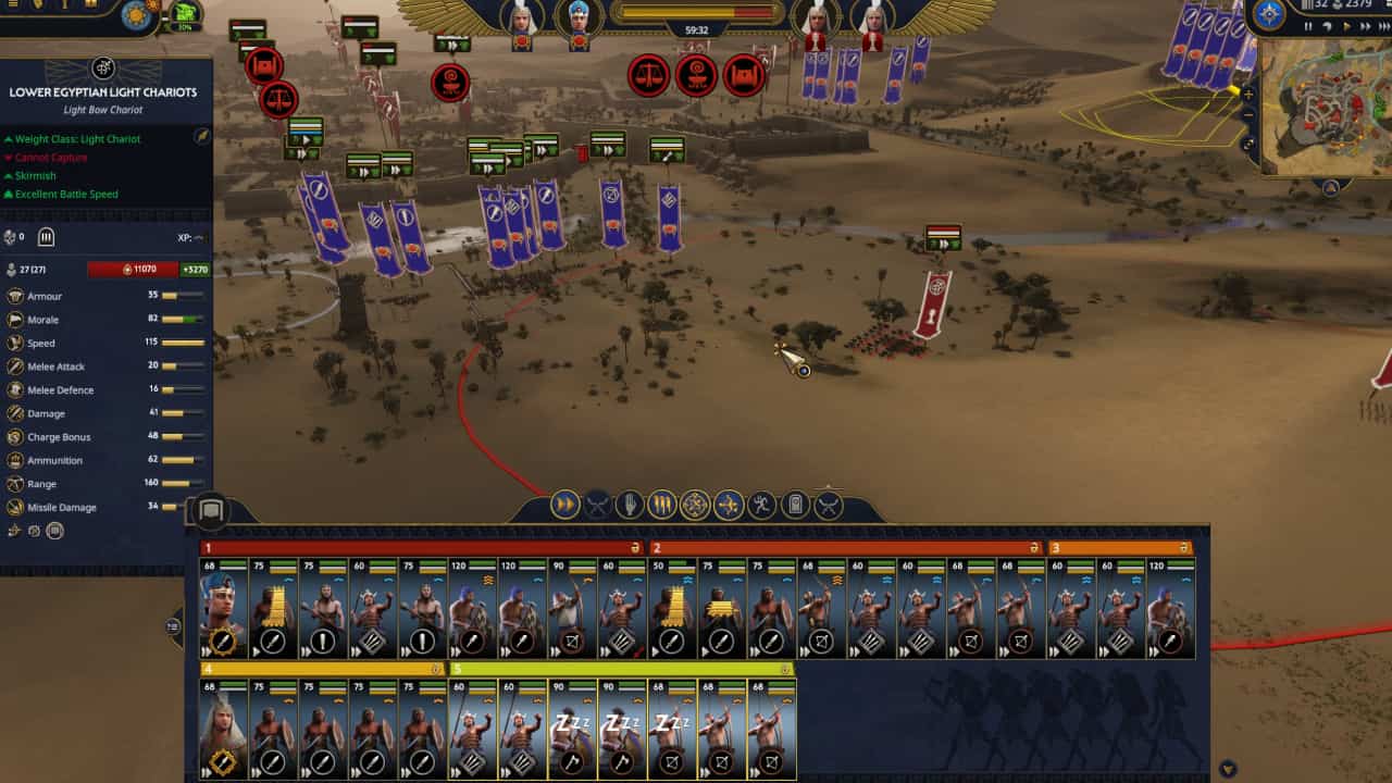 Total War Pharaoh how to win battles and control units: Reinforcing armies arrive to break a siege.