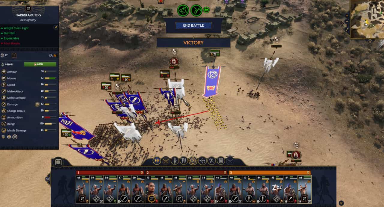 Total War Pharaoh how to win civil wars: Forces defeat an enemy army, routing their units as the battle ends.