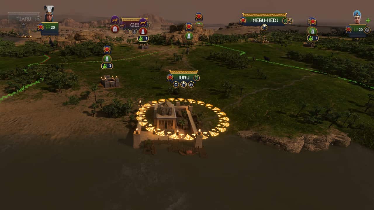 Total War Pharaoh Pillars of Civilisation explained and how to beat the Sea Peoples: The Cult Centre of Iunu, straddling the banks of the Nile.