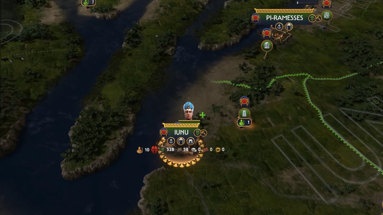 Total War Pharaoh tips and tricks to help you beat the game: An army garrisoned inside Iunu, a Cult Centre.