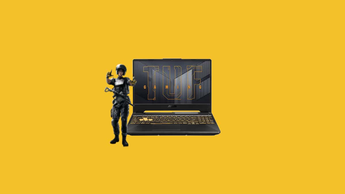 An image of the best laptop for gaming with a man standing in front of it.