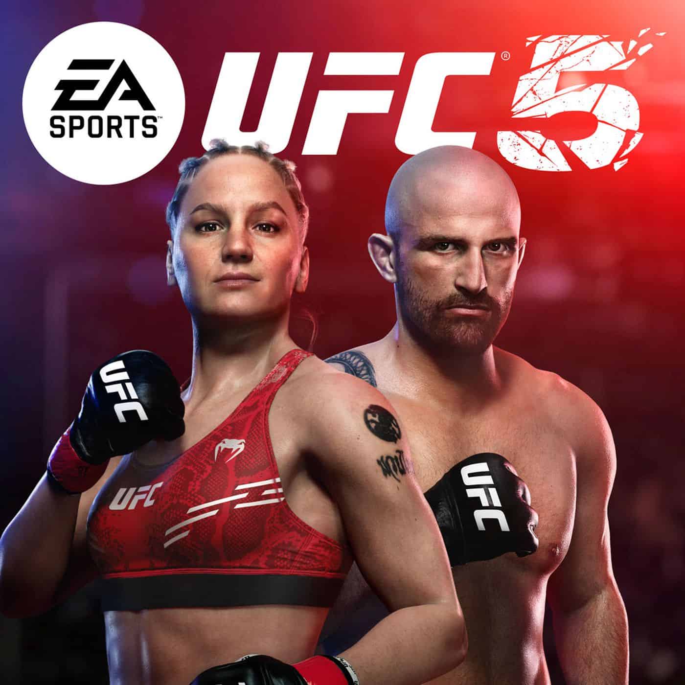UFC 5 screenshot featuring intense fights in the octagon.