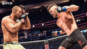 Two UFC fighters showcasing their skills in the ring.