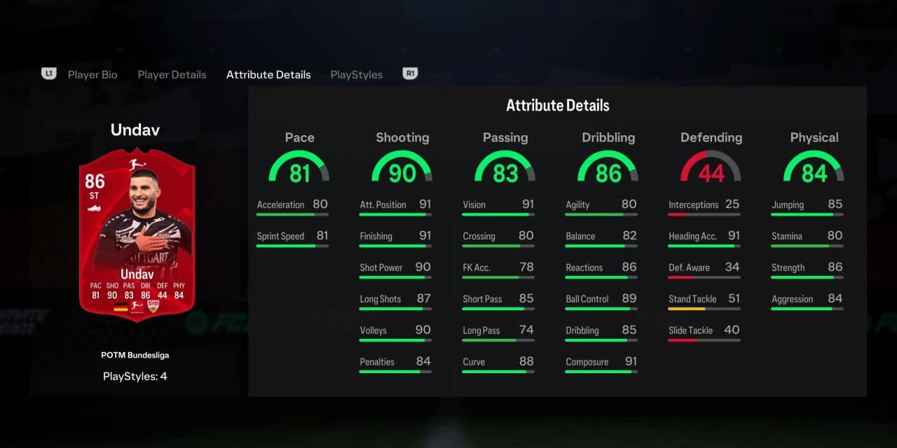 undav potm player profile fc 24