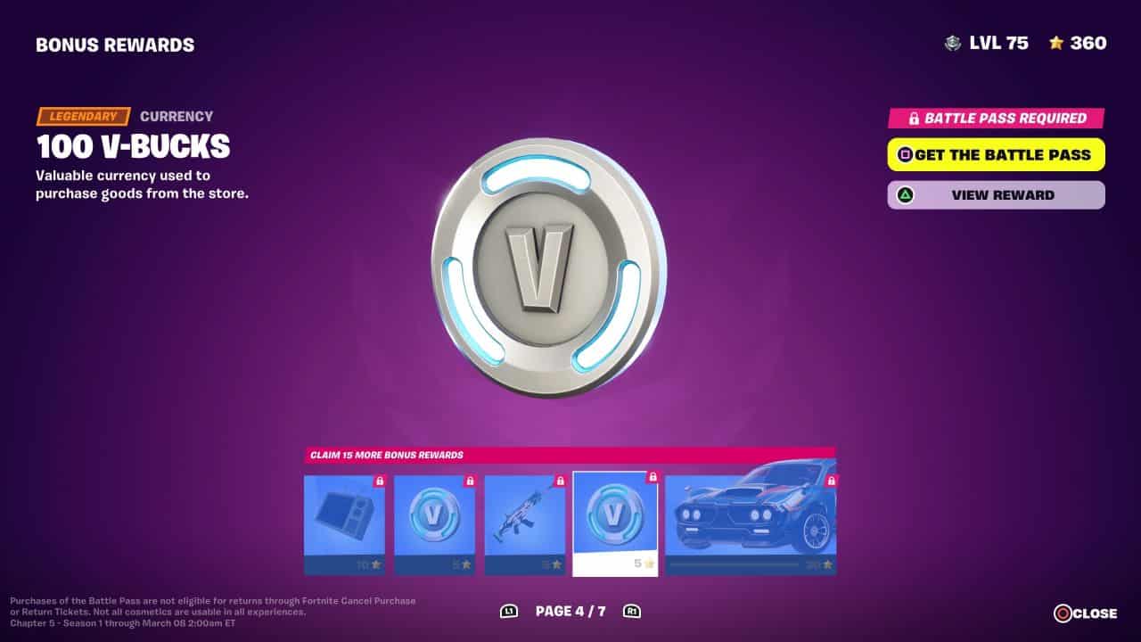 v-bucks bonus rewards fortnite
