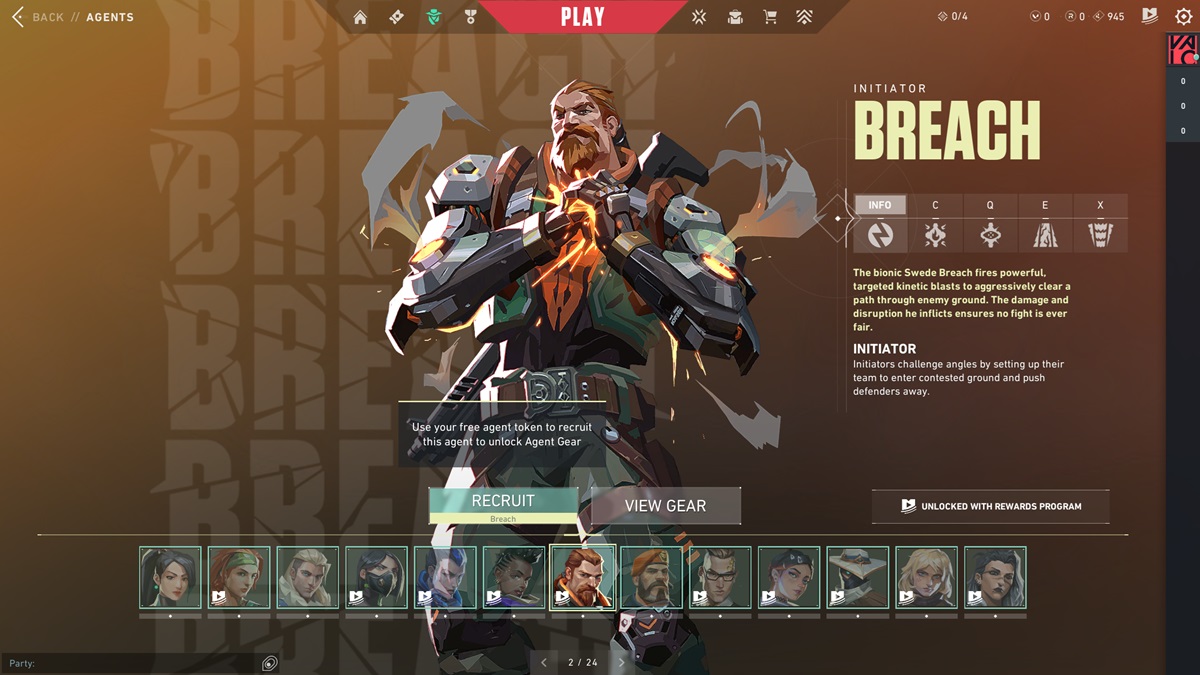 The agent Breach in Valorant.