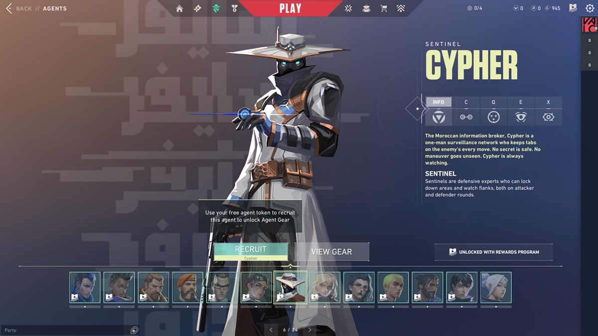 The agent Cypher in Valorant.