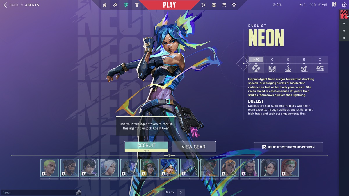 The agent Neon in Valorant.