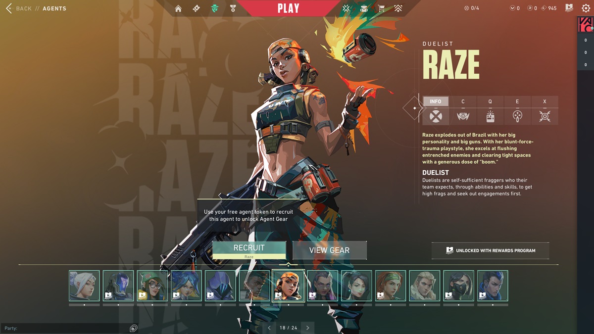 The agent Raze in Valorant.