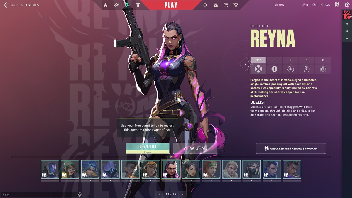 The agent Reyna in Valorant.