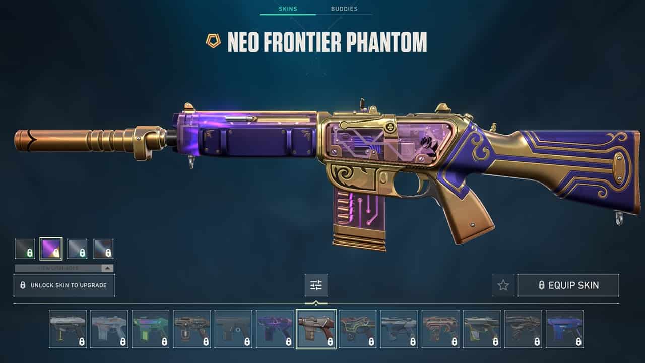 Best Phantom Skins in Valorant: The Neo Frontier Phantom skin in the game. Image captured by VideoGamer.