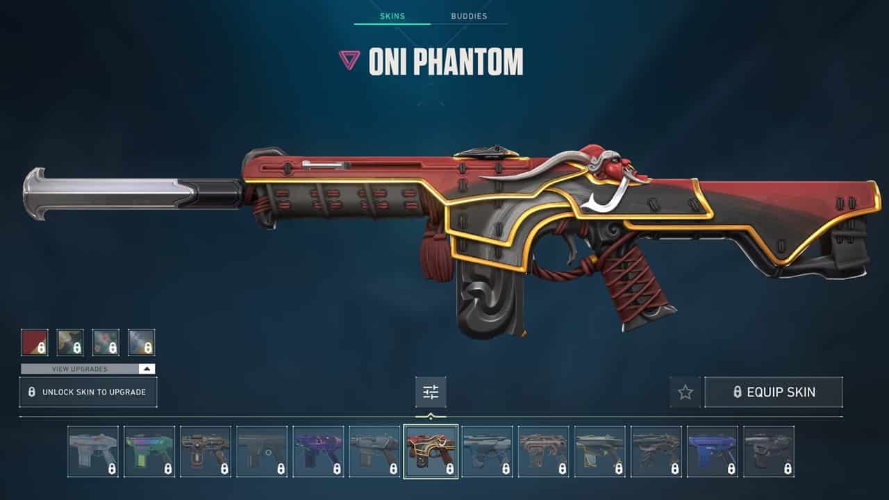 Best Phantom Skins in Valorant: The Oni Phantom skin in the game. Image captured by VideoGamer.