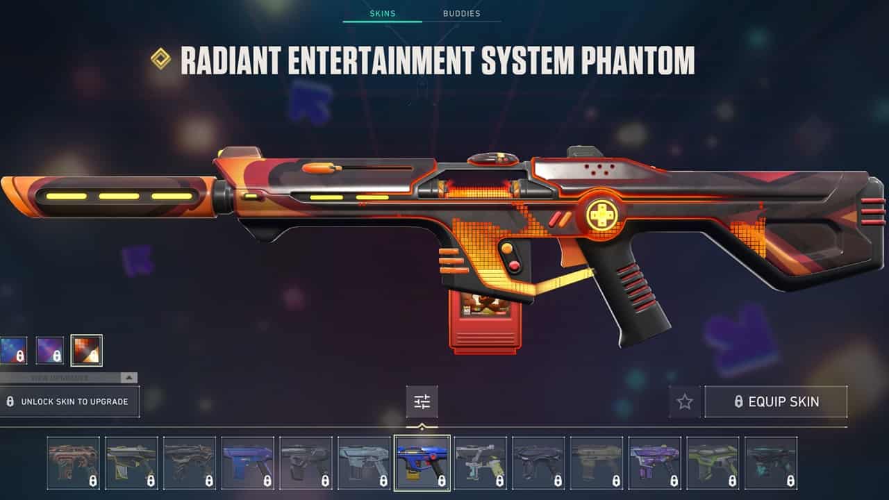 Best Phantom Skins in Valorant: The Radiant Entertainment System Phantom skin in the game. Image captured by VideoGamer.