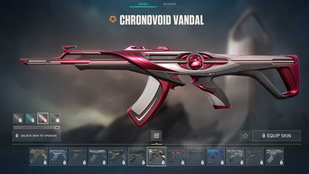 Best Vandal skins in Valorant: The Chronovoid Vandal in the store. Image captured by VideoGamer.