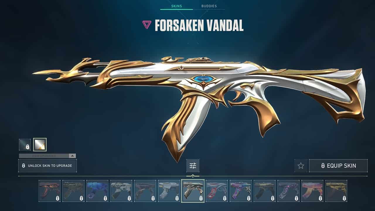 Best Vandal skins in Valorant: The Forsaken Vandal in the store. Image captured by VideoGamer.