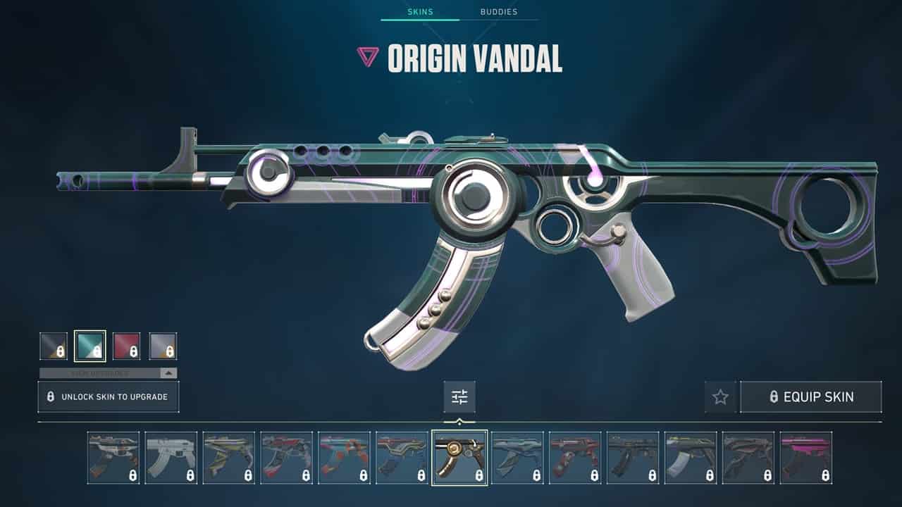 Best Vandal skins in Valorant: The Origin Vandal in the store. Image captured by VideoGamer.