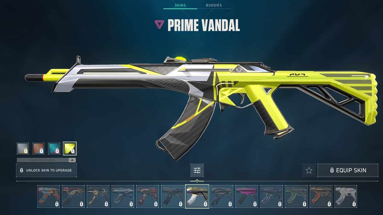 Best Vandal skins in Valorant: The Prime Vandal in the store. Image captured by VideoGamer.