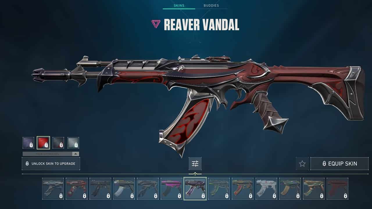 Best Vandal skins in Valorant: The Reaver Vandal in the store. Image captured by VideoGamer.