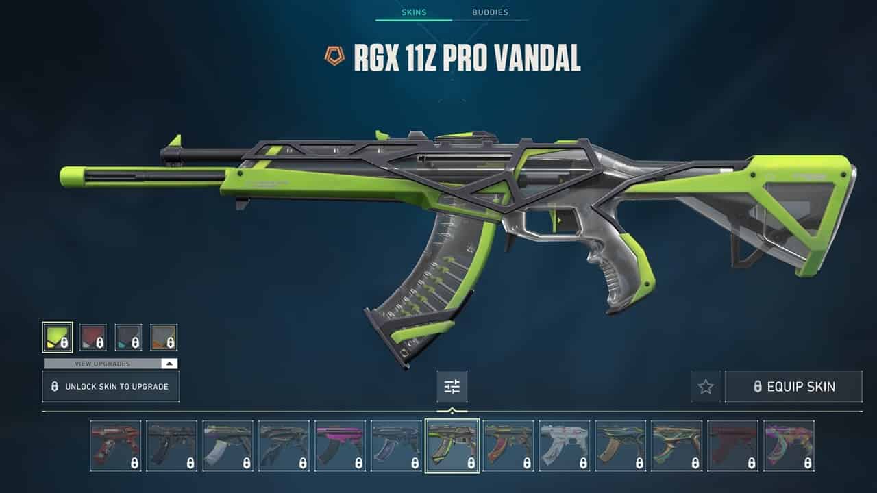 Best Vandal skins in Valorant: The RGX 11z Pro Vandal in the store. Image captured by VideoGamer.