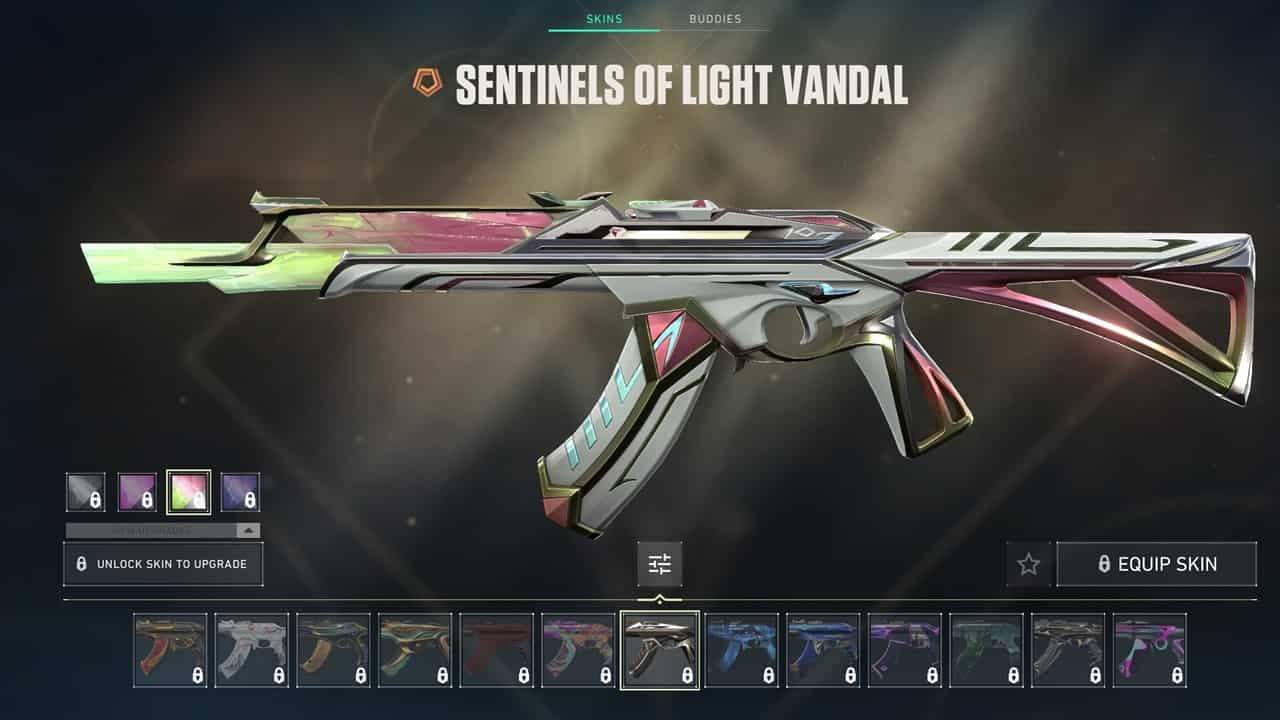 Best Vandal skins in Valorant: The Sentinels of Light Vandal in the store. Image captured by VideoGamer.