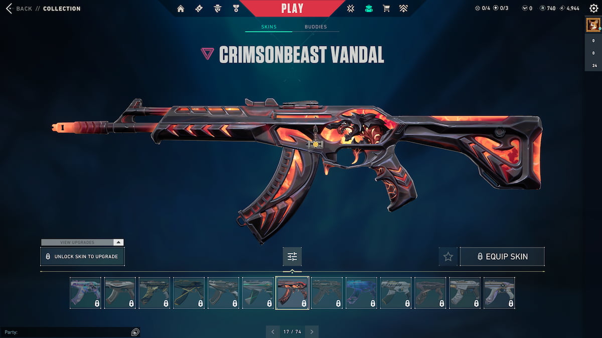 Image of the Crimsonbeast Vandal skin in Valorant.
