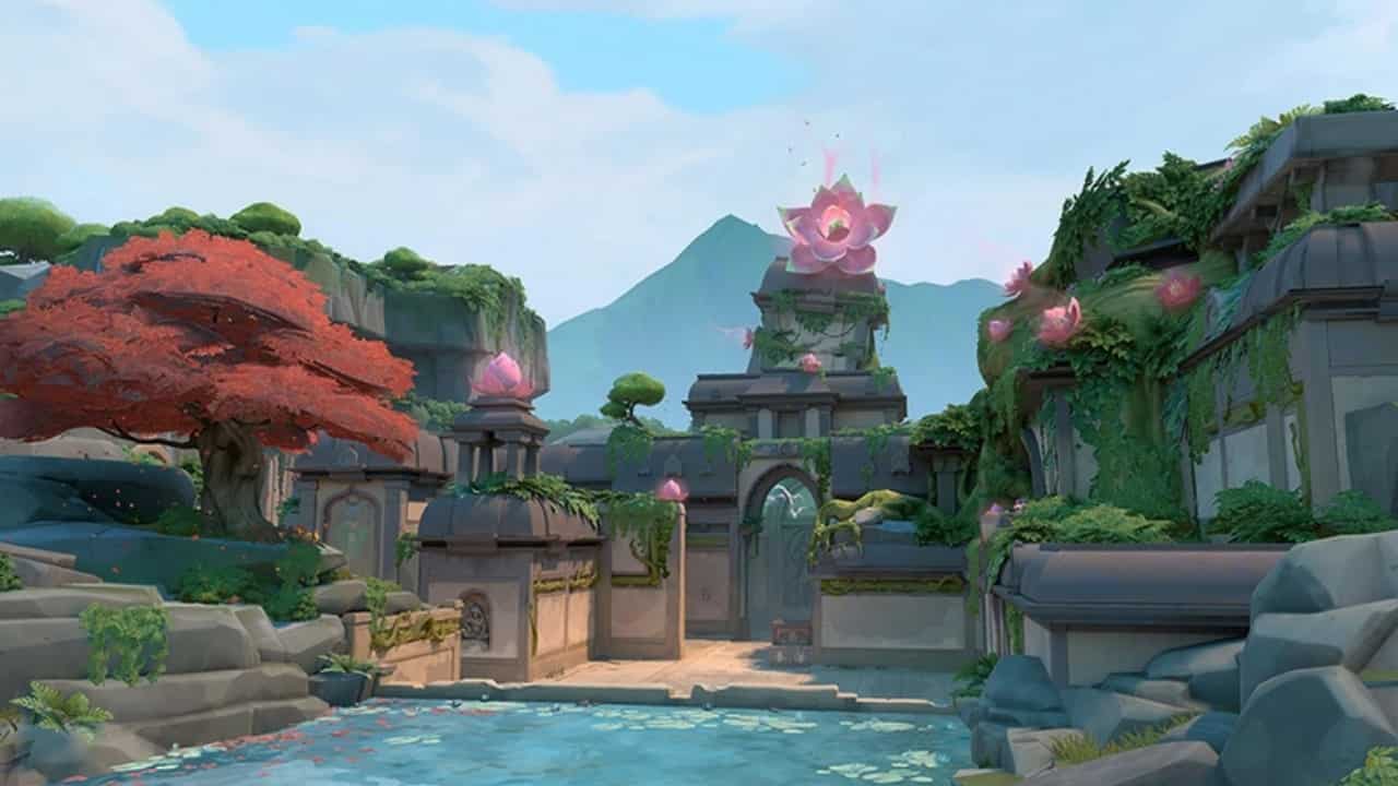 Image of a loading screen for the map Lotus in Valorant.