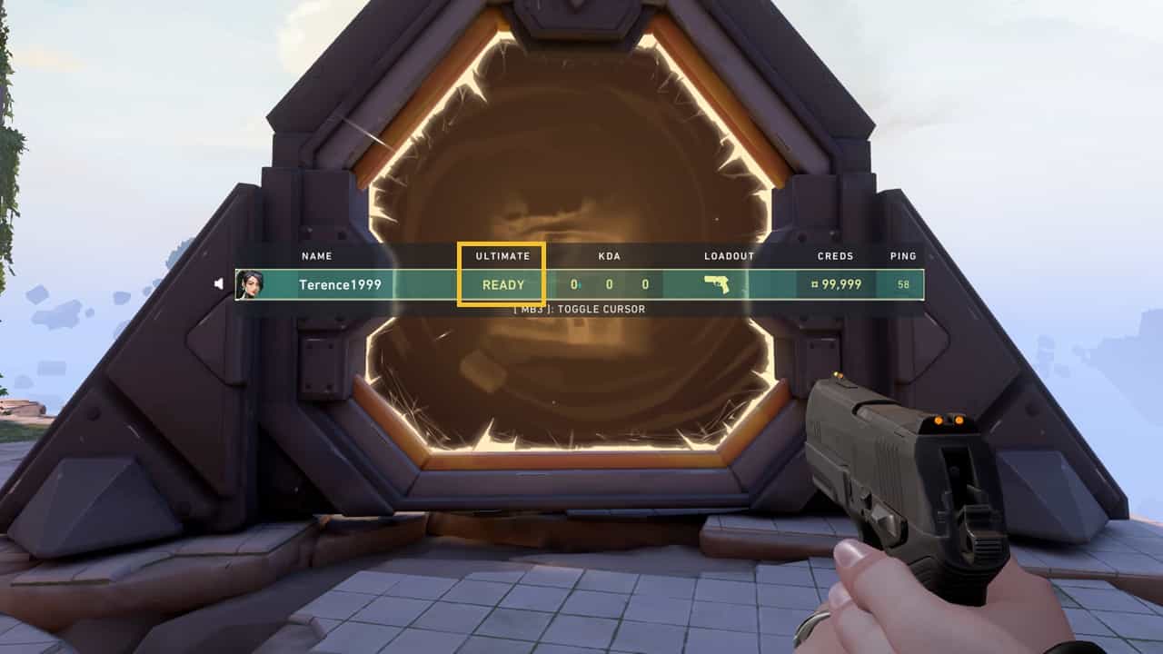 Valorant tips and tricks: An image of the scoreboard with the ultimate ability highlighted. Image captured by VideoGamer.