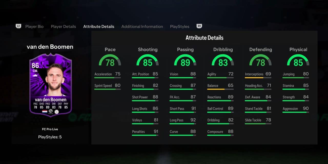 van den boomen fc pro live player profile fc 24