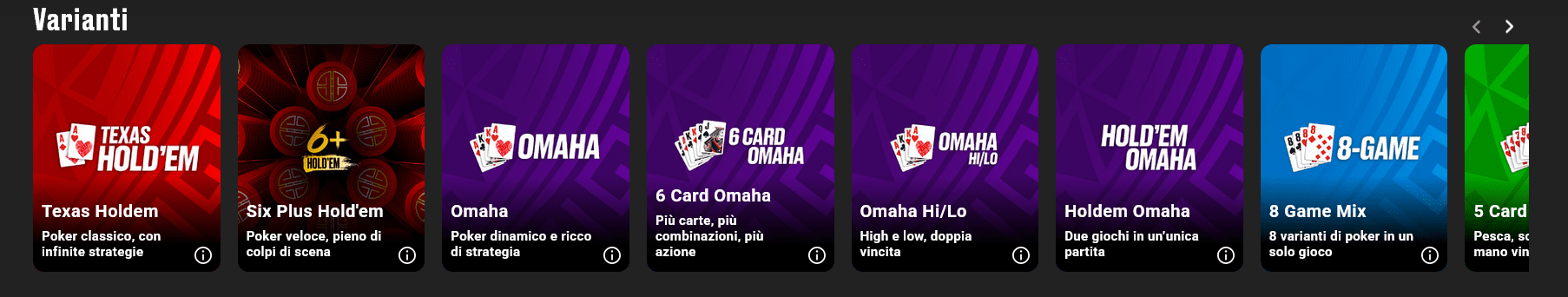 Varianti poker online