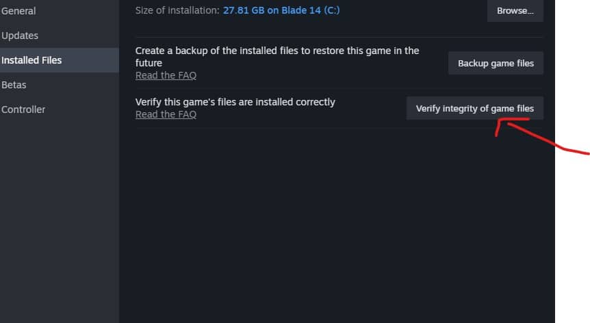 Verify integrity of game files screenshot 