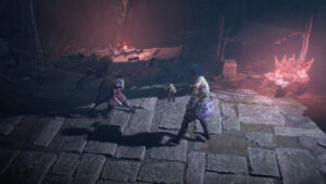 Diablo 4 Vessel of Hatred Mercenaries: Aldkin talking to a Spiritborn.